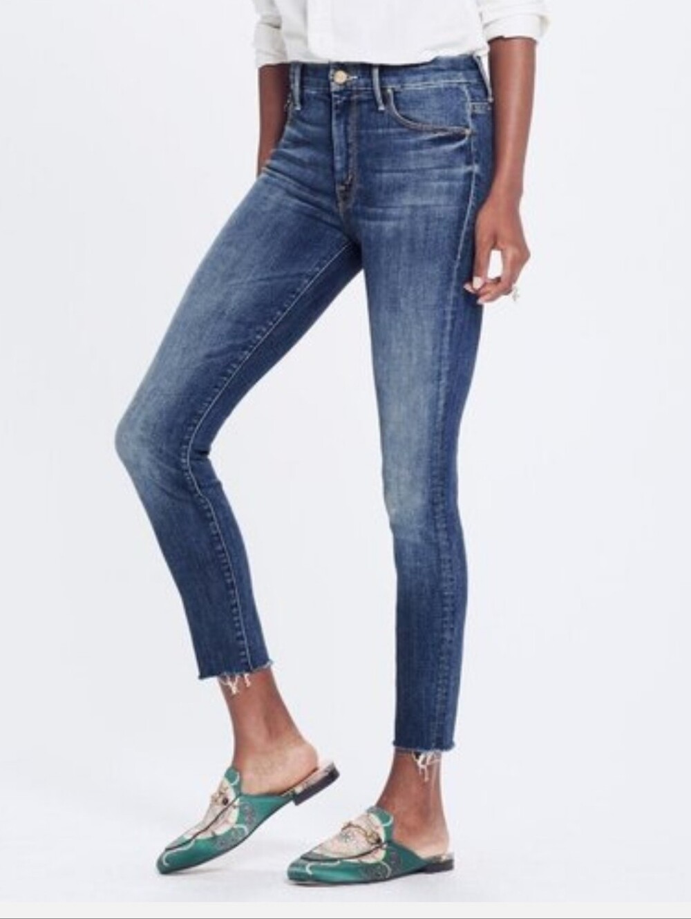 Mother High Waisted Looker Ankle Fray Not Rough Enough Jeans Size 29